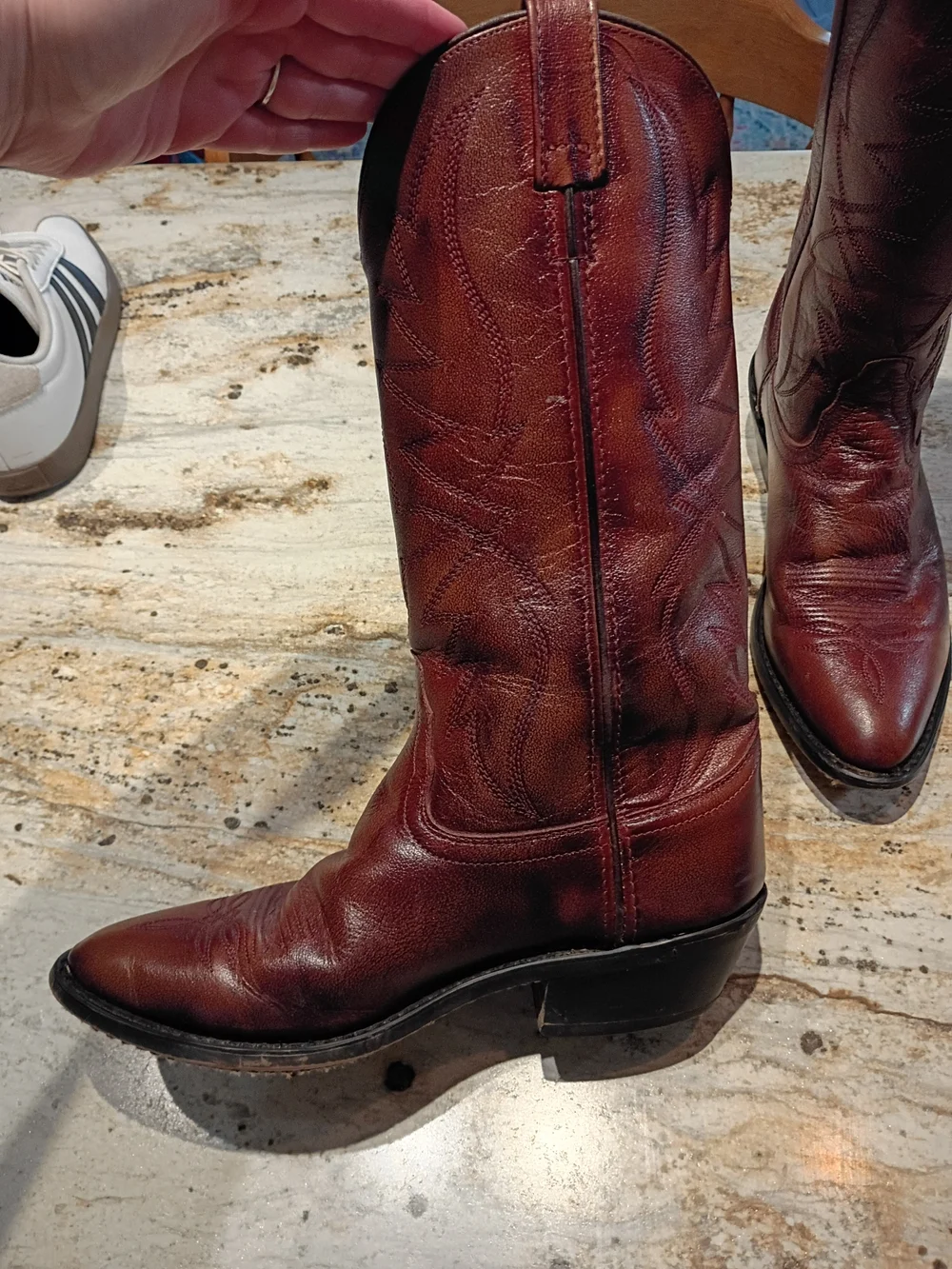 Women's Size 9 Burgundy/Brown Leather Western Boots - Picture 2 of 7